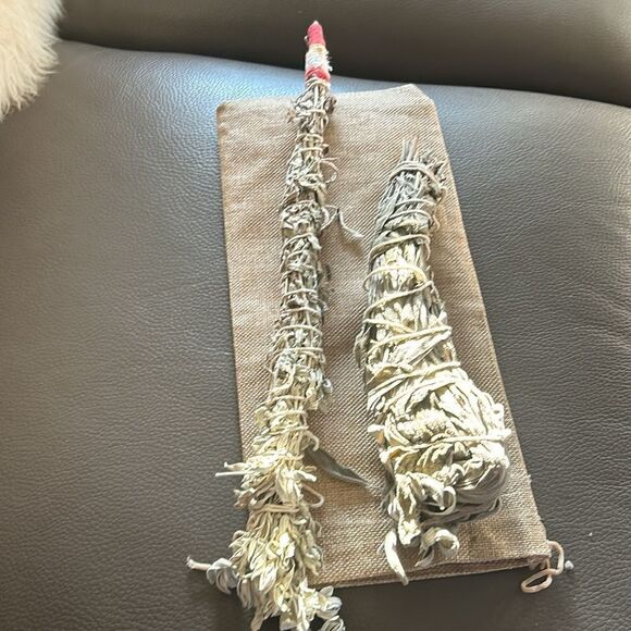 Sage Smudge Two Pack Tribal decorative cotton trim ceremonial bag Quiet Luxury - Picture 7 of 10